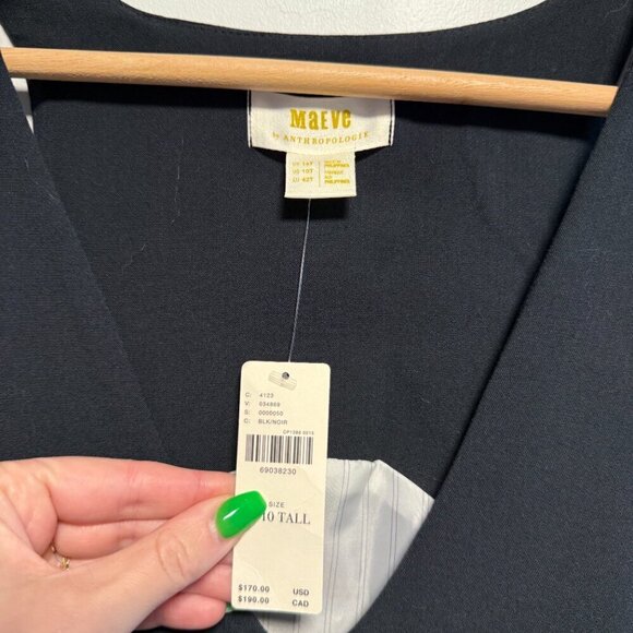 Anthropologie Maeve Jumpsuit Black 10 Tall NWT - Picture 3 of 10